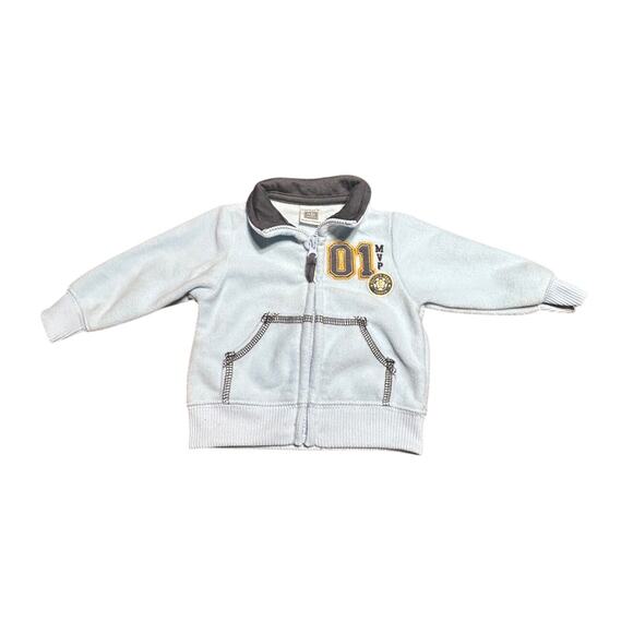 Carters NB Baby blue and Gray MVP Zip up - Picture 1 of 3